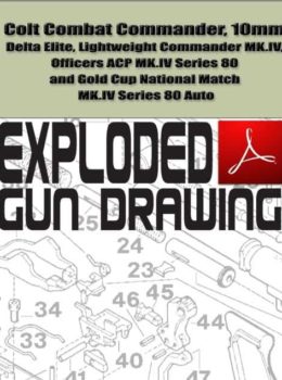 Colt Combat Commander, 10mm Delta Elite, Lightweight Commander MK.IV, Officers ACP MK.IV Series 80 and Gold Cup National Match MK.IV Series 80 Auto Exploded Gun Drawing Download