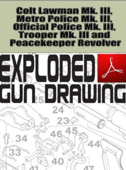 Colt Lawman Mk. III, Metro Police Mk. III, Official Police Mk. III, Trooper Mk. III and Peacekeeper Revolver Exploded Gun Drawing Download